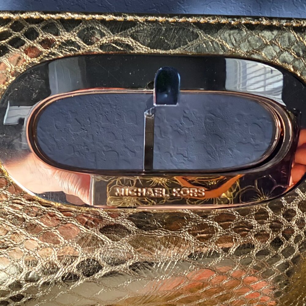 Michael Kors Metallic Python Clutch – Gold Handle – EUC - Picture 4 of 9